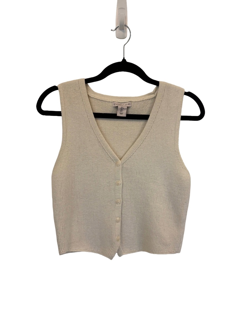 Sincerely Jules Ivory V‑Neck Knit Vest